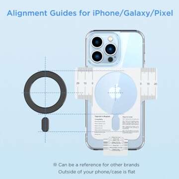 OUTXE Magnetic Adapter Ring 2-Pack, Universal Magnet Sticker Compatible with Magsafe Accessories & Wireless Charging for iPhone 16/15/14/13/12 Mini Plus Pro Max Black