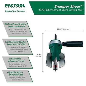 PacTool SS724 Snapper Shear Pro - Cutting Tool for Fiber Cement Board - Power Shears Professional Po...