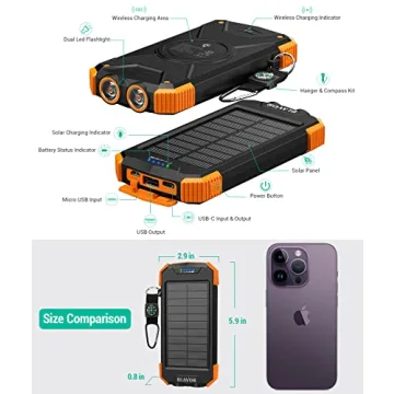 BLAVOR Solar Power Bank - 10,000mAh Portable Charger