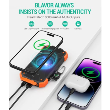 BLAVOR Solar Power Bank - 10,000mAh Portable Charger