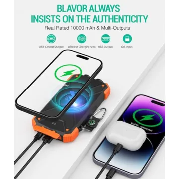 BLAVOR Solar Power Bank - 10,000mAh Portable Charger