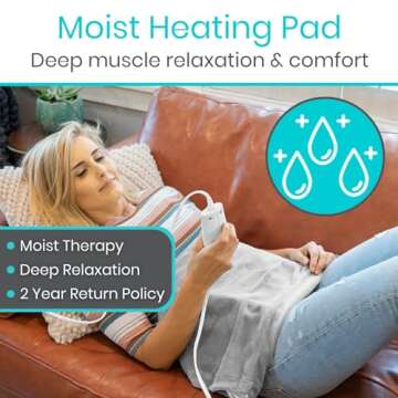 Vive Moist Heating Pad - Electric Heated Warming Hot Wrap for Heat Therapy on Back, Knee, Shoulder, ...