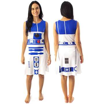 STAR WARS R2D2 Costume Dress Women's Ladies Cosplay Droid White Clothing