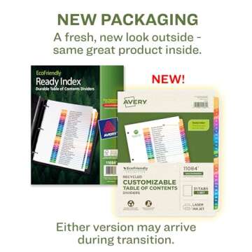 Avery EcoFriendly Recycled Dividers for 3 Ring Binders, 31-Tab, Multicolor Tabs, Ready Index Customi...