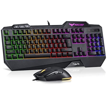 havit Gaming Keyboard and Mouse Combo, Backlit Computer keyboards and RGB Gaming Mouse, Gaming Acces...