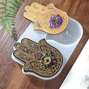 LET'S RESIN Hamsa Molds, Resin Molds, Palm Amulet Molds, Epoxy Resin Hamsa Hand with Incense Holder, LET'S RESIN&Resin Queen Collaboration Design
