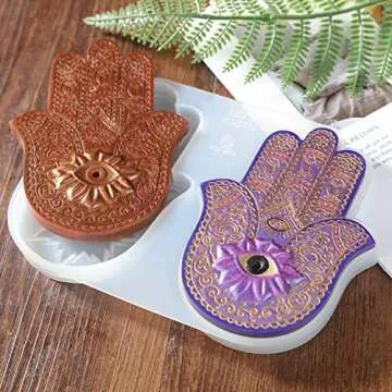 LET'S RESIN Hamsa Molds, Resin Molds, Palm Amulet Molds, Epoxy Resin Hamsa Hand with Incense Holder, LET'S RESIN&Resin Queen Collaboration Design