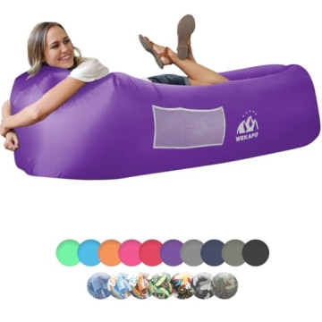 WEKAPO Inflatable Couch Air Lounger Chair - Camping & Beach Accessories, Portable Blow up Sofa for H...