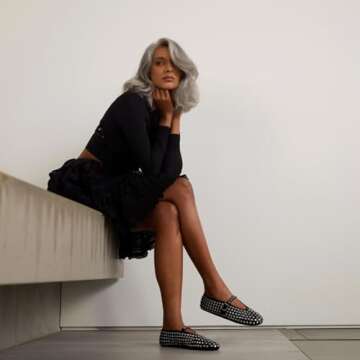 Gradinery Rhinestone Flats for Women Crystal Studded Mary Jane Ballet Flats Shoes Buckle Strap Sparkly Casual Dress Ballerina Shoes Black Size 10