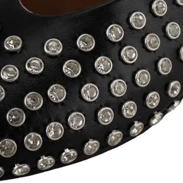 Gradinery Rhinestone Flats for Women Crystal Studded Mary Jane Ballet Flats Shoes Buckle Strap Sparkly Casual Dress Ballerina Shoes Black Size 10
