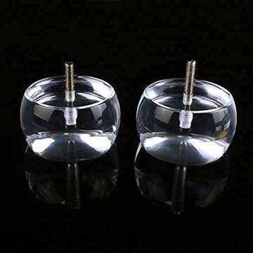 HONJIE 3.15 Inch/8CM Oblate Clear Acrylic Sofa Legs Footstool Cabinet Bed End Tables DIY Furniture Leg Set, Set of 4