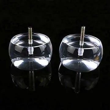 HONJIE 3.15 Inch/8CM Oblate Clear Acrylic Sofa Legs Footstool Cabinet Bed End Tables DIY Furniture Leg Set, Set of 4