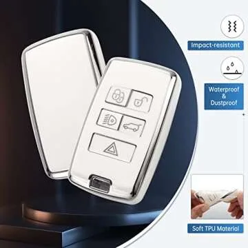 YO&YOYE for Land R0ver Key Fob Cover with Keychain, Soft TPU Key Case Fit for Vogue Range Discovery Rover Sport