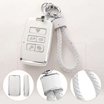 YO&YOYE for Land R0ver Key Fob Cover with Keychain, Soft TPU Key Case Fit for Vogue Range Discovery Rover Sport