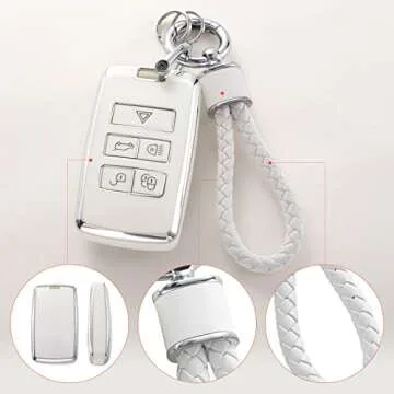 YO&YOYE for Land R0ver Key Fob Cover with Keychain, Soft TPU Key Case Fit for Vogue Range Discovery Rover Sport