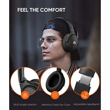 INFURTURE Active Noise Cancelling Headphones, H1 Wireless Over Ear Bluetooth Headphones, Deep Bass Headset, Low Latency, Memory Foam Ear Cups,40H Playtime