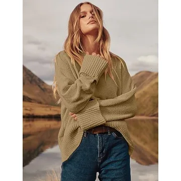 ANRABESS Oversized Fuzzy Knit Sweater for Trendy Fall Style