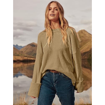 ANRABESS Oversized Fuzzy Knit Sweater for Trendy Fall Style