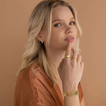 ENSKEFEN Gold Cuff Bracelets for Women Hammered Gold Open Cuff Bangles Adjustable Gold Bracelets Irregular Bangle Bracelets