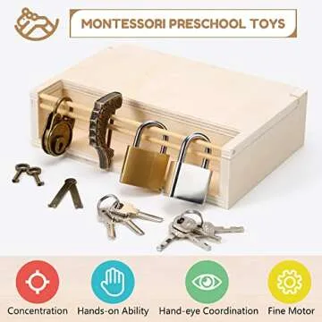 Woodtoe Montessori Lock & Key Toy Set for Toddlers