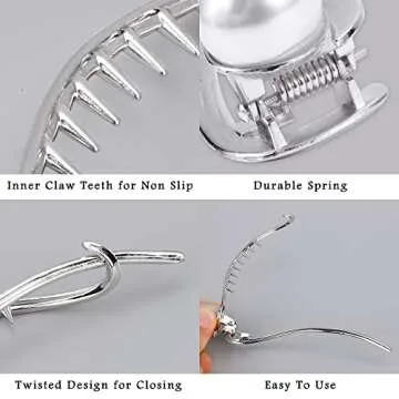 Elegant Pearl Barrettes for Women - 4 Pcs Stylish Clips