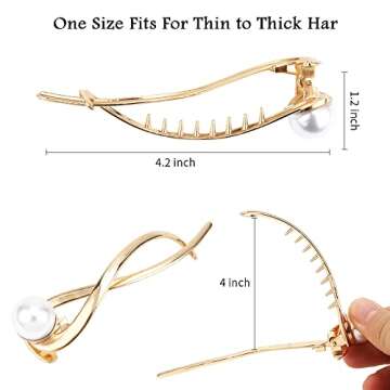 Elegant Pearl Barrettes for Women - 4 Pcs Stylish Clips