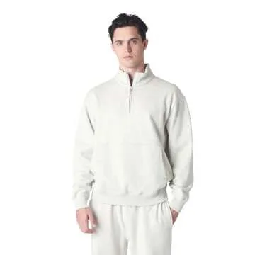 Future Planet Mens Globe Premium 1/4 Zip Fleece Lined Soft Cotton Pullover Sweatshirt Loose Fit (US, Alpha, Medium, Regular, Regular, Heather Grey)