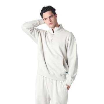 Future Planet Mens Globe Premium 1/4 Zip Fleece Lined Soft Cotton Pullover Sweatshirt Loose Fit (US, Alpha, Medium, Regular, Regular, Heather Grey)