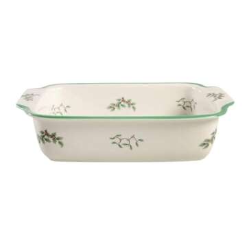 Spode Christmas Tree Large Rectangular Handled Dish, Deep Baking Pan (15" x 11") - Dishwasher Safe, Festive Tableware for Holiday Entertaining, Christmas Serveware & Seasonal Platters