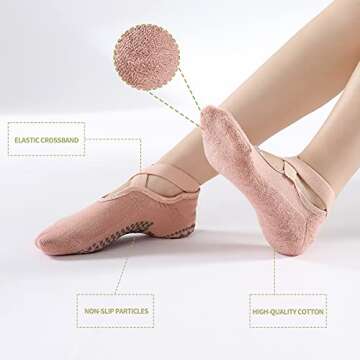 Kaquting Non Slip Yoga Socks for Women - 3 Pairs Blue