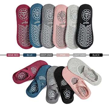 Kaquting Non Slip Yoga Socks for Women - 3 Pairs Blue