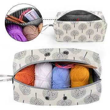 Luxja Yarn Storage Bag, Carrying Knitting Bag for Yarn Skeins, Crochet Hooks, Knitting Needles (up t...