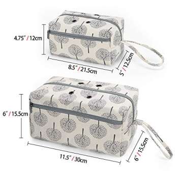 Luxja Yarn Storage Bag, Carrying Knitting Bag for Yarn Skeins, Crochet Hooks, Knitting Needles (up to 10 Inches) and Other Small Accessories (Large, Trees)