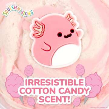 Original Squishmallows Archie The Axolotl Premium Cloud Slime, 8 oz. Fluffy Slime, Cotton Candy Scented, 3 Fun Slime Add Ins, Pre-Made Slime for Kids, Great 6 Year Old Toys, Super Soft Sludge Toy
