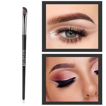 Eyeliner Brush, bzconxin Sickle Angled Eyeliner Brush Gel Eye Liner Makeup Brush for Precise Eyeliner Eyebrow Eyelid Ultra Thin with brush