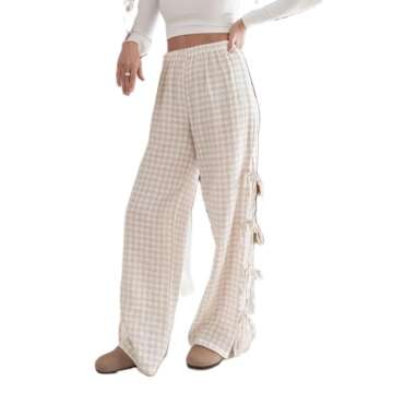 DSORVICD Women Y2k Striped Lounge Pants Casual Drawstring Elastic Waist Wide Leg Pajamas Pants Loose...