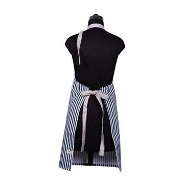 AMOUR INFINI Cotton Aprons for Women with Pockets Adjustable Strap and Waist Ties Washable Printed Aprons for Baking, Cooking, Gardening (27.5 x 33 Inches - Blue)