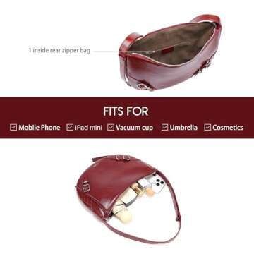 LA FESTIN Leather Shoulder Bag for Women's Shoulder Handbags - Satchel Purses for Women With Zipper Closure & Adjustable Strap - Lava Red