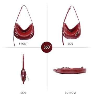 LA FESTIN Leather Shoulder Bag for Women's Shoulder Handbags - Satchel Purses for Women With Zipper Closure & Adjustable Strap - Lava Red