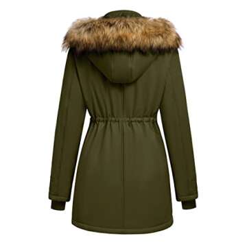 Beyove Women's Winter Thicken Military Parka Jacket Warm Cotton Coat with Faux Fur Line Hooded, Army Green 3X-Large