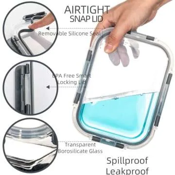 UMEIED Glass Meal Prep Containers Set - 10 Pack Essential