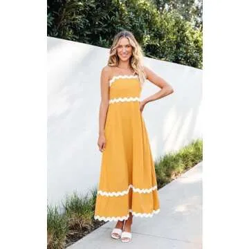 Angashion Summer Maxi Dress - Flowy Beach Sundress