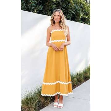 Angashion Summer Maxi Dress - Flowy Beach Sundress