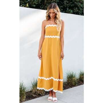Angashion Summer Maxi Dress - Flowy Beach Sundress