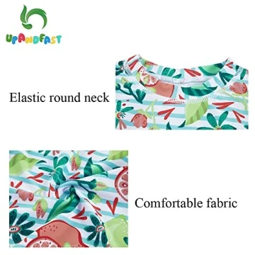 upandfast Girls Rash Guard Set Long Sleeve Two Piece Bathing Suit with UPF 50+ Sun Protection (Lemon, 8 Years)