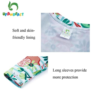 upandfast Girls Rash Guard Set Long Sleeve Two Piece Bathing Suit with UPF 50+ Sun Protection (Lemon, 8 Years)