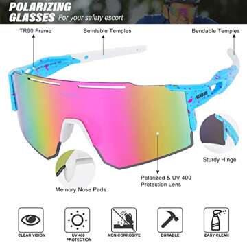 ALSUZYIOT Polarized Sunglasses for Women Men, UV400 Cycling Goggles Baseball Running Fishing Outdoor Windproof Eyewear