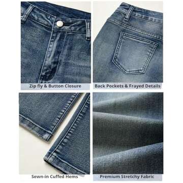 EMMIOL Women Jeans Vintage Flare Leg Y2K Denim Jeans Women Low Rise Jeans Vintage Y2K Outfits Straight Leg Denim Pants