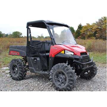 SuperATV Full Windshield for 2015-2021 Polaris Ranger Midsize 570 / Crew | 2017+ Ranger Midsize 500 / ETX | 1/4" Thick Clear Scratch Resistant Polycarbonate | Includes Pre-installed Bulb Seal