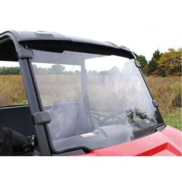 SuperATV Full Windshield for 2015-2021 Polaris Ranger Midsize 570 / Crew | 2017+ Ranger Midsize 500 / ETX | 1/4" Thick Clear Scratch Resistant Polycarbonate | Includes Pre-installed Bulb Seal
